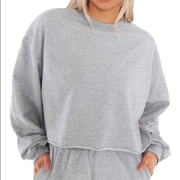 BAYSE Raw Hem Lounge Sweatshirt in Grey - Picture 3 of 4